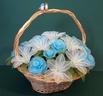 Basket with blue Roses and white Lilies [ref. 65]