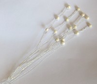 Decorative stem with 10 mm balls, glitter white