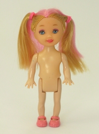 Doll, long hair, blond and pink