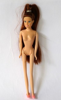 Doll, long hair, brown